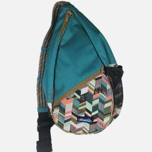 Kavu Bag Crossbody Rope Sling Pack, Blue & Multicolor Pattern, True Outdoor Wear